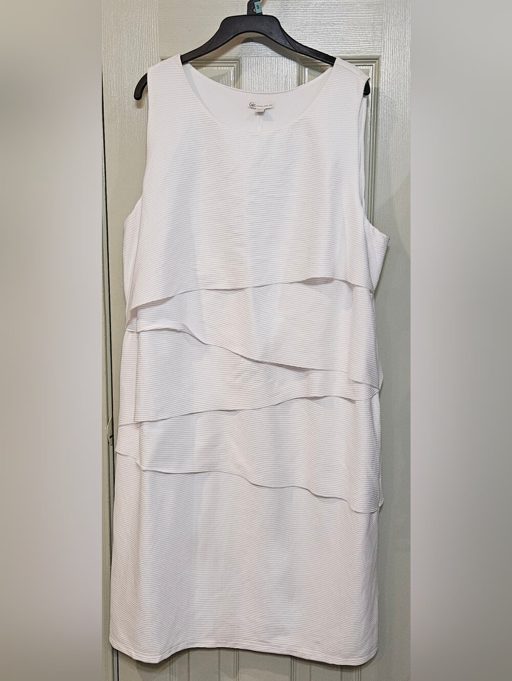 Cato Sleeveless Layered Ruffle Midi Dress in White